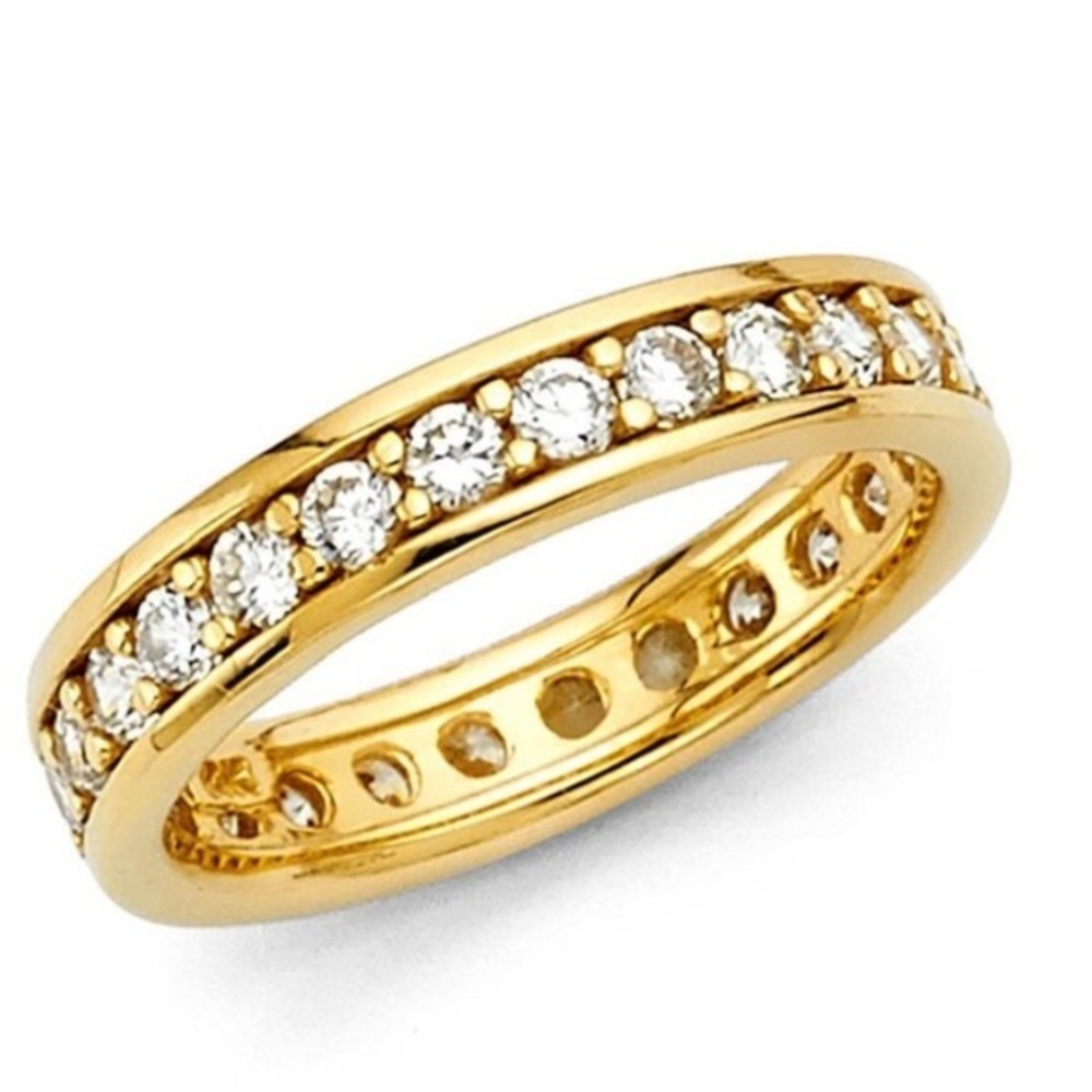 14K Yellow or White Gold Eternity Wedding Band